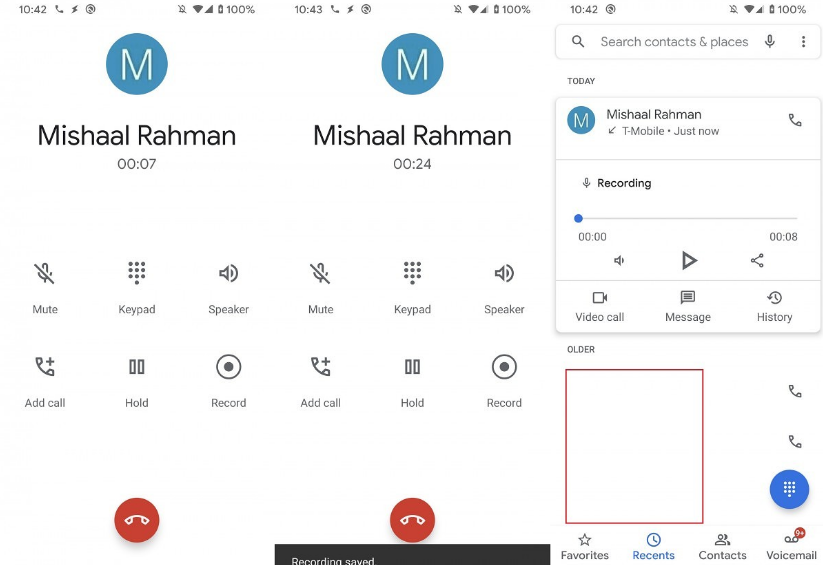 Here is the first glimpse of the Google Phone App’s call recording feature on the Pixel 4