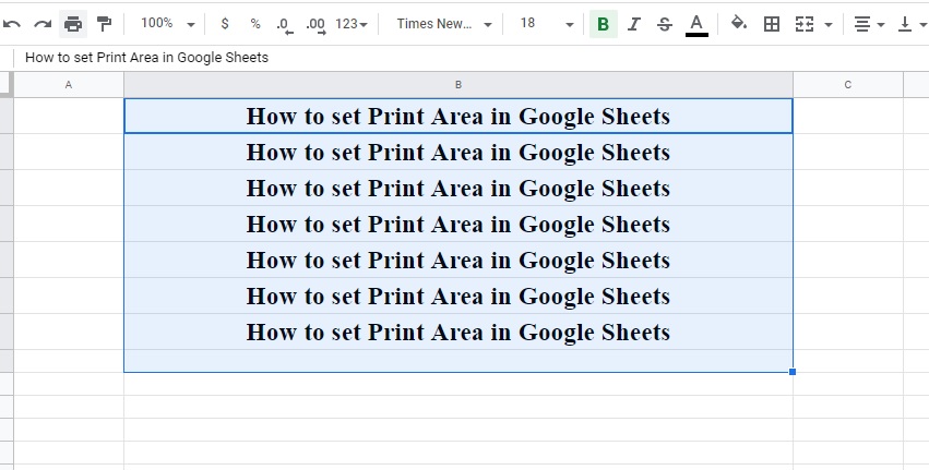 How to set Print Area in Google Sheets