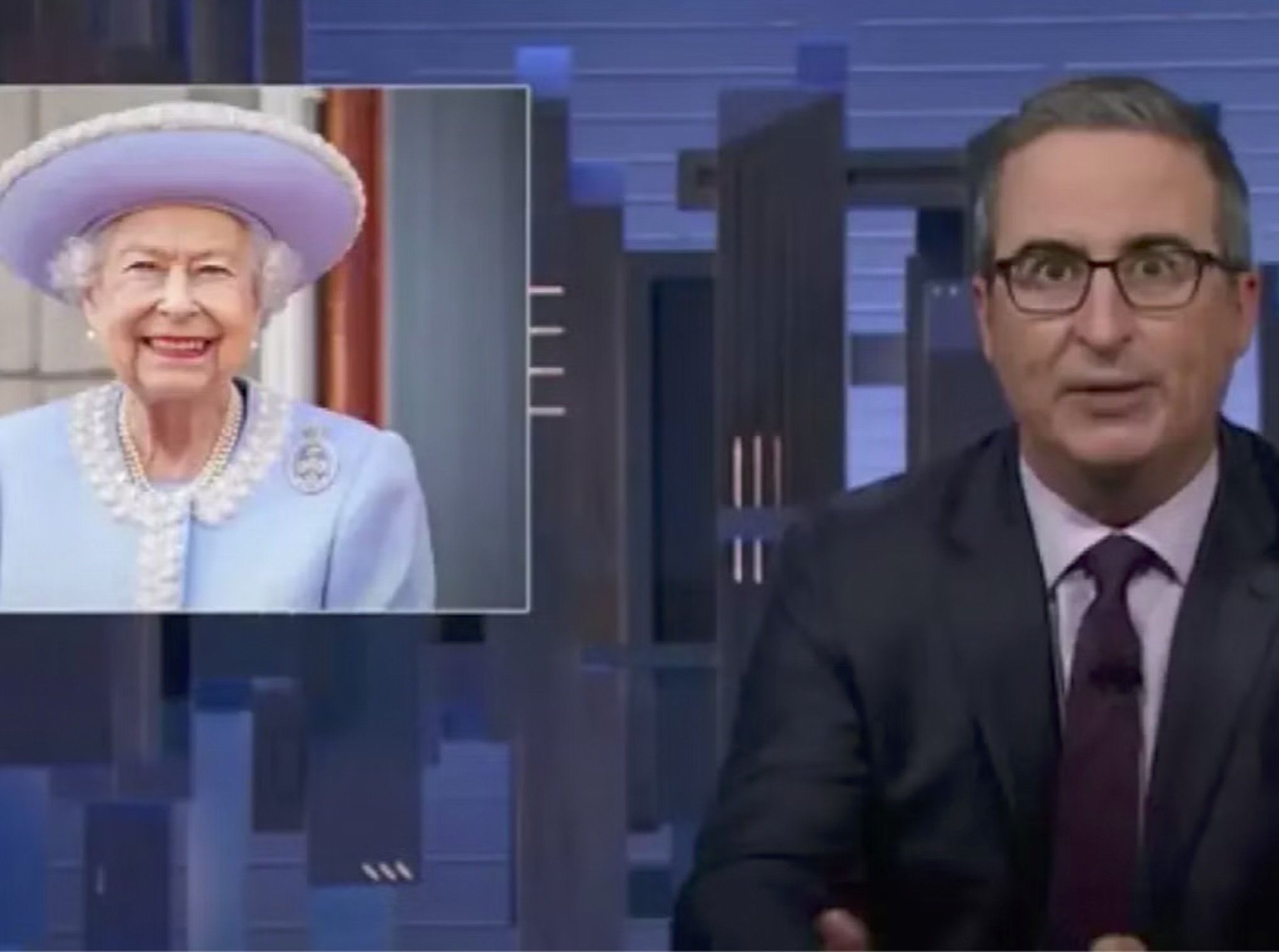 John Oliver's joke on Queen Elizabeth II looking up at Princess Diana censored