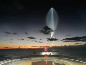 A spectacular view of the 'Jellyfish' Falcon 9 captured by SpaceX's drone ship